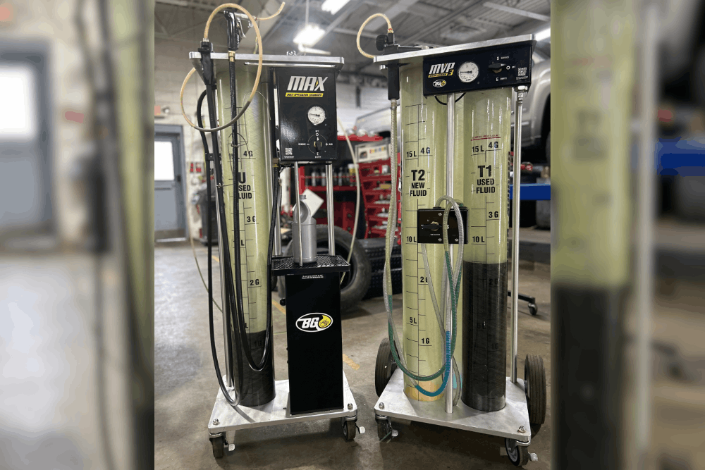 BG fluid exchange services, auto repair in Canton, CT at Collinsville Auto Repair. Image of professional transmission fluid exchange equipment used for fluid replacement and maintenance.